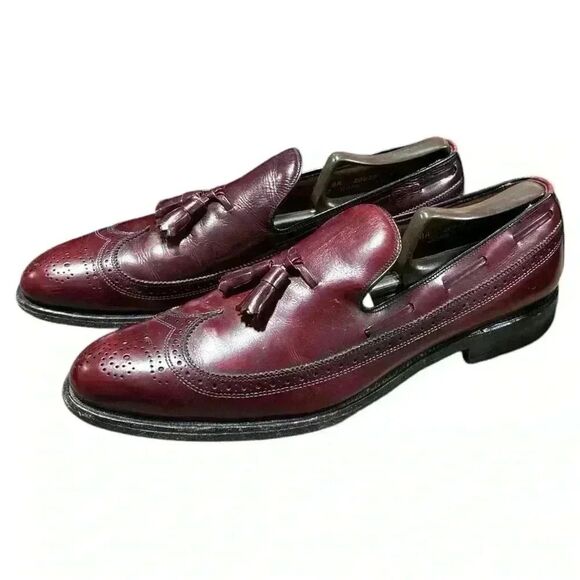 ALLEN EDMONDS Mens Oxblood Wingtip Cap Toe Tassel Oxfords. Size 11AA - Picture 1 of 9